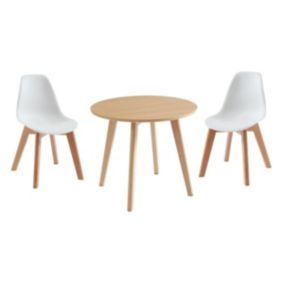 Ensemble table enfant LOULOUNE + 2 chaises LILINOU - Naturel et blanc