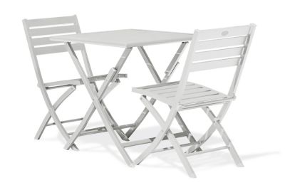 Ensemble table et 2 chaises de jardin Marius aluminium gris City Garden