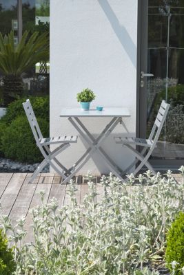 Ensemble table et 2 chaises de jardin Marius aluminium gris City Garden
