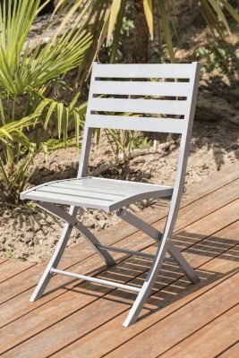 Ensemble table et 2 chaises de jardin Marius aluminium gris City Garden