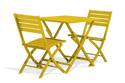 Ensemble table et 2 chaises de jardin Marius aluminium jaune moutarde City Garden