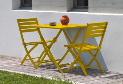 Ensemble table et 2 chaises de jardin Marius aluminium jaune moutarde City Garden