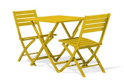 Ensemble table et 2 chaises de jardin Marius aluminium jaune moutarde City Garden
