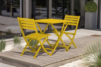 Ensemble table et 2 chaises de jardin Marius aluminium jaune moutarde City Garden