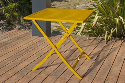 Ensemble table et 2 chaises de jardin Marius aluminium jaune moutarde City Garden