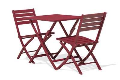 Ensemble table et 2 chaises de jardin Marius aluminium rouge carmin City Garden