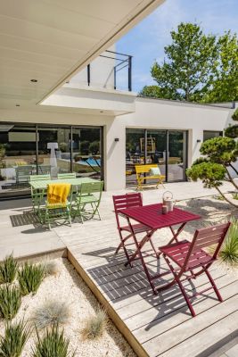 Ensemble table et 2 chaises de jardin Marius aluminium rouge carmin City Garden