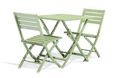 Ensemble table et 2 chaises de jardin Marius aluminium vert lagune City Garden