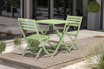 Ensemble table et 2 chaises de jardin Marius aluminium vert lagune City Garden