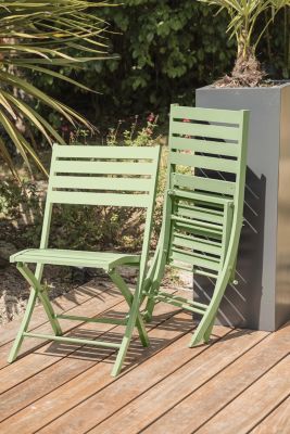 Ensemble table et 2 chaises de jardin Marius aluminium vert lagune City Garden