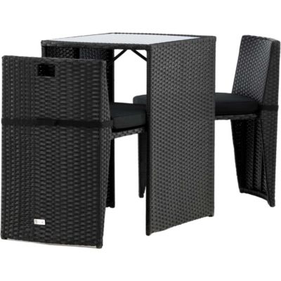 Ensemble table et 2 chaises en résine tressée Savanna