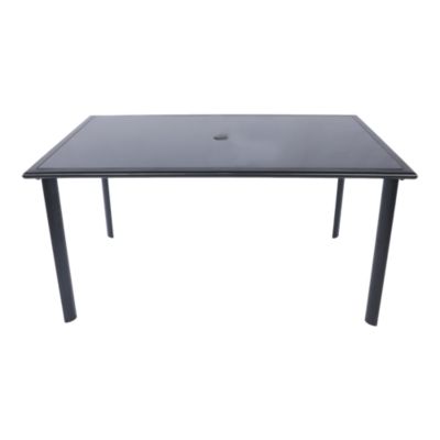 Ensemble table et 4 chaises de jardin Krista acier et verre noir GoodHome