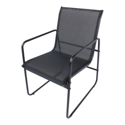 Ensemble table et 4 chaises de jardin Krista acier et verre noir GoodHome
