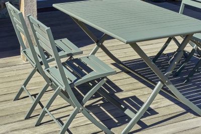 Ensemble table et 4 chaises de jardin Marius aluminium vert kaki City Garden