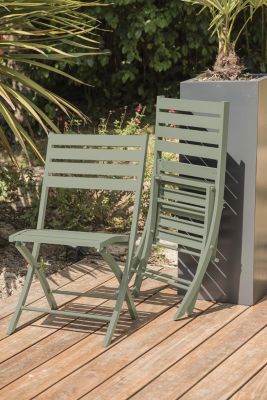 Ensemble table et 4 chaises de jardin Marius aluminium vert kaki City Garden