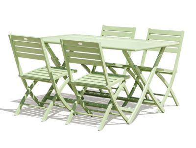 Ensemble table et 4 chaises de jardin Marius aluminium vert lagune City Garden