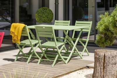 Ensemble table et 4 chaises de jardin Marius aluminium vert lagune City Garden