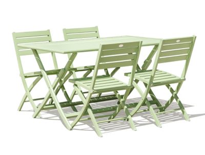 Ensemble table et 4 chaises de jardin Marius aluminium vert lagune City Garden