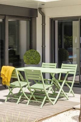 Ensemble table et 4 chaises de jardin Marius aluminium vert lagune City Garden