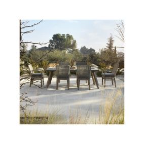 Ensemble Table et 6 Chaises de jardin Bois/Ciment - TEGUISE