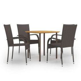 Ensemble table et chaise de jardin helloshop26 resine marron 4 personnes table carre 80.0 x 80 cm