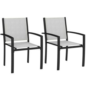 Ensemble table et chaise de jardin OUTSUNNY acier gris 2 personnes table rectangulaire 60.0 x 65 cm