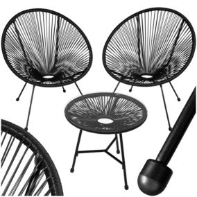 Ensemble table et chaise de jardin TECTAKE verre noir 10 personnes table rond 190.0 x 149 cm