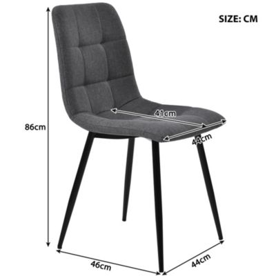 Ensemble table et chaises 117x68x75 cm avec 4 chaises, table MDF noyer, chaises rembourrées lin pieds métal