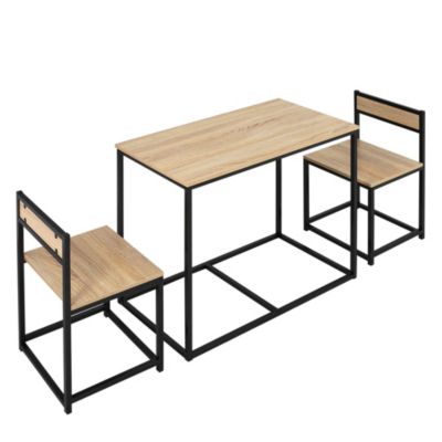 Ensemble table et chaises (3 pièces), idéal pour la cuisine et le salon. Convient aux petits espaces.