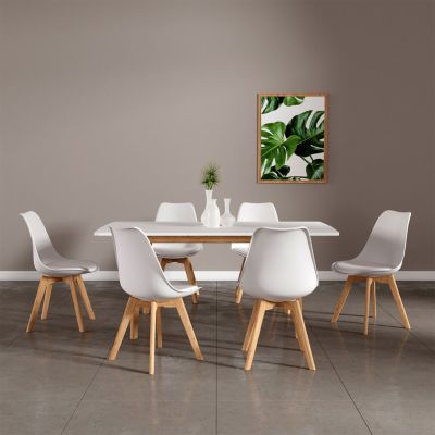 Ensemble Table Et 2 Chaises Compact - Design Blanc Et Chêne - Idéal Pour Petits Espaces (cuisine, Terrasse) - 8