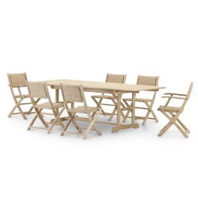 Ensemble table extensible 180-240x100  2 chaises en bois avec bras  4 chaises sans bras enea - Java Light & Serena