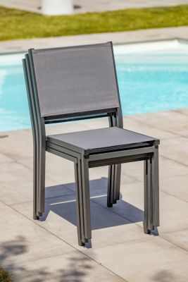 Ensemble table extensible et 4 chaises + 2 fauteuils de jardin Tolede aluminium gris anthracite DCB Garden