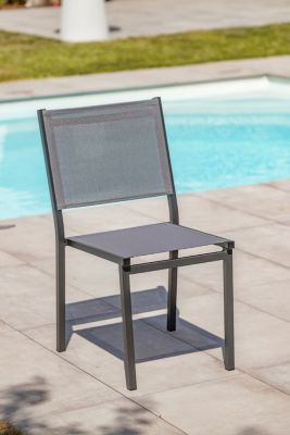 Ensemble table extensible et 4 chaises + 2 fauteuils de jardin Tolede aluminium gris anthracite DCB Garden