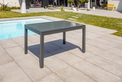 Ensemble table extensible et 4 chaises + 2 fauteuils de jardin Tolede aluminium gris anthracite DCB Garden
