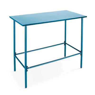 Ensemble table haute de jardin et 6 chaises en métal bleu pacific Palavas  Oviala