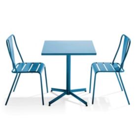 Ensemble table inclinable de jardin et 2 chaises bleu pacific Palavas  Oviala