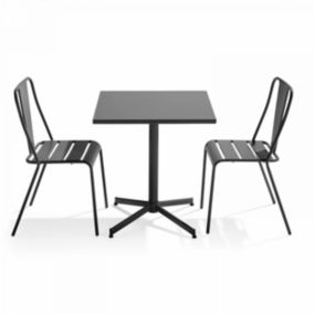 Ensemble table inclinable de jardin et 2 chaises gris Palavas  Oviala