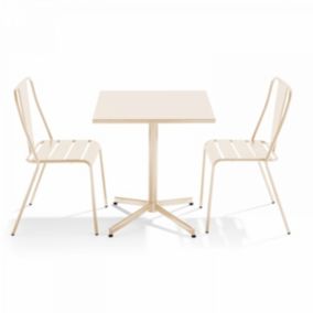 Ensemble table inclinable de jardin et 2 chaises ivoire Palavas  Oviala