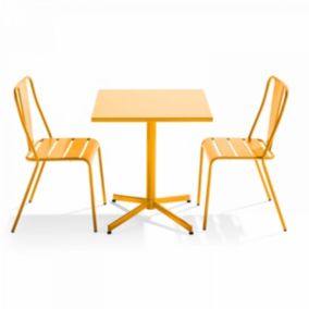 Ensemble table inclinable de jardin et 2 chaises jaune Palavas  Oviala