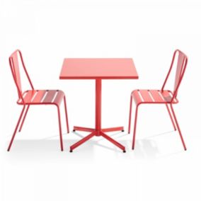 Ensemble table inclinable de jardin et 2 chaises rouge Palavas  Oviala