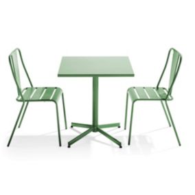 Ensemble table inclinable de jardin et 2 chaises vert cactus Palavas  Oviala