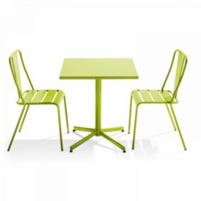 Ensemble table inclinable de jardin et 2 chaises vert Palavas  Oviala