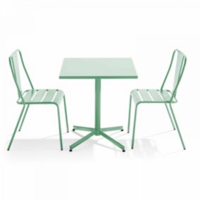 Ensemble table inclinable de jardin et 2 chaises vert sauge Palavas  Oviala