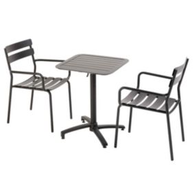 Ensemble table inclinable de terrasse 60 x 60 cm et 2 fauteuils noir  Oviala