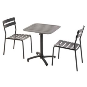 Ensemble table inclinable de terrasse 70 x 70 cm et 2 chaises noir  Oviala