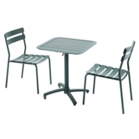 Ensemble table inclinable de terrasse 70 x 70 cm et 2 chaises vert  Oviala