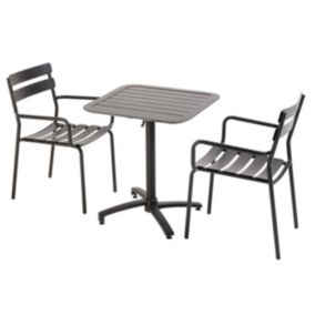 Ensemble table inclinable de terrasse 70 x 70 cm et 2 fauteuils noir  Oviala