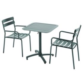 Ensemble table inclinable de terrasse 70 x 70 cm et 2 fauteuils vert  Oviala