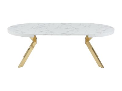 Ensemble table KOMONI + 4 chaises GULSUN - Effet marbre blanc et beige