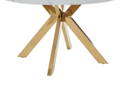 Ensemble table KOMONI + 4 chaises GULSUN - Effet marbre blanc et beige